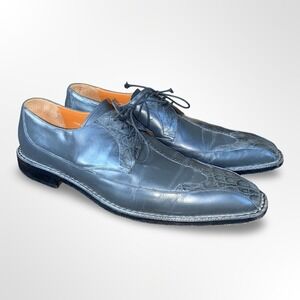 Elevée Farley Genuine Crocodile Derby Shoes Mens Size 12M Gray Spain